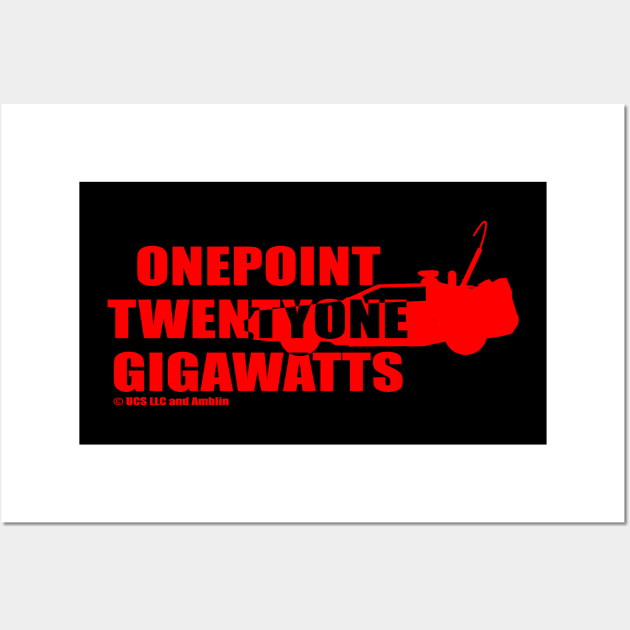 One Point Twenty One Gigawatts (red) Wall Art by randomgeekery